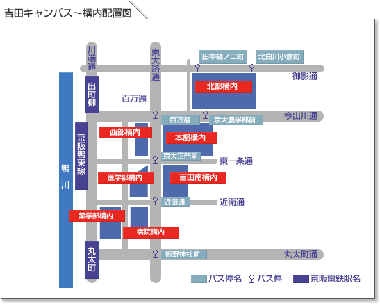 地図：吉田キャンパス〜構内配置図